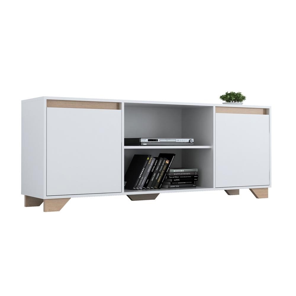 Rack TV 60" 2 Portas 135cm Multimoveis CR45100 Branco/Siena