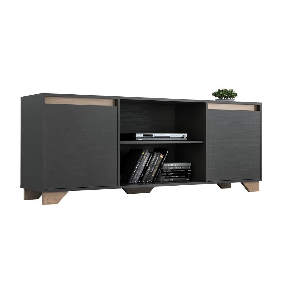 Rack TV 60" 2 Portas 180cm Multimoveis CR45102 Grafite/Siena