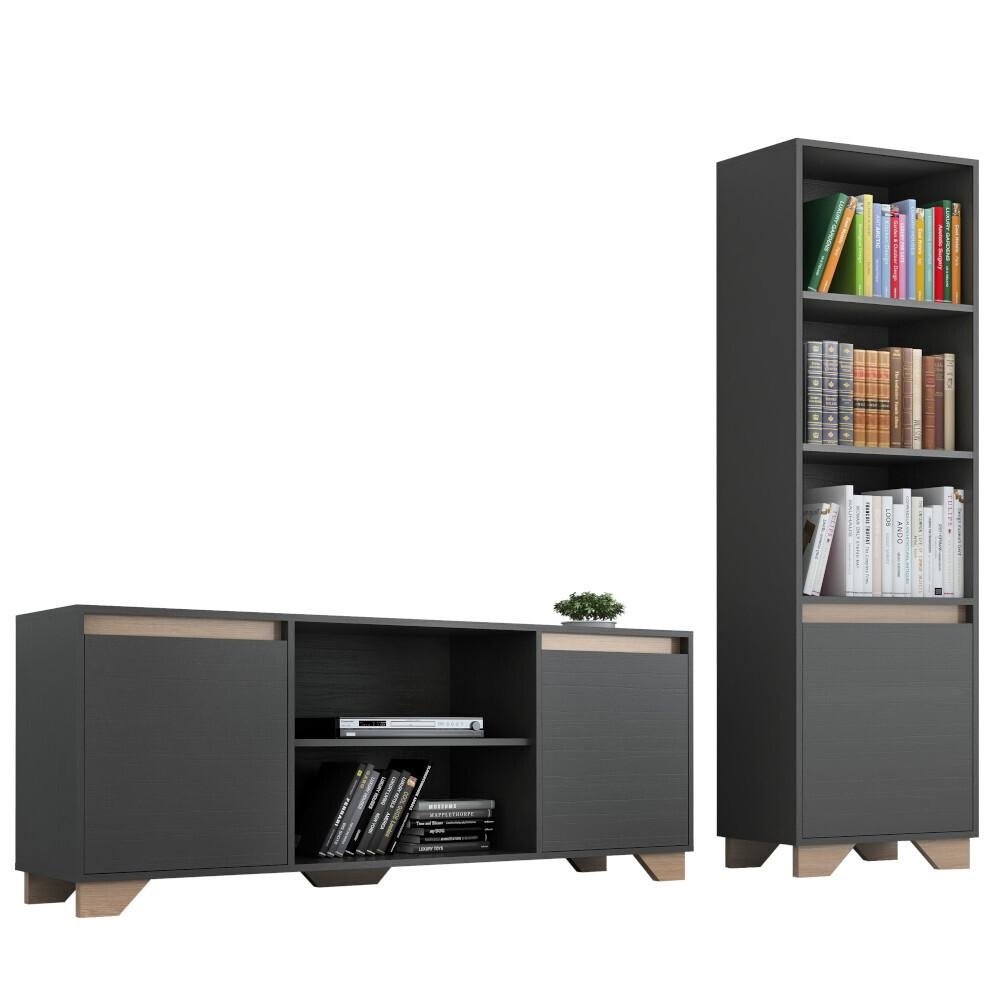Conjunto Rack TV 60" e Livreiro Multimoveis CR45108 Grafite/Siena