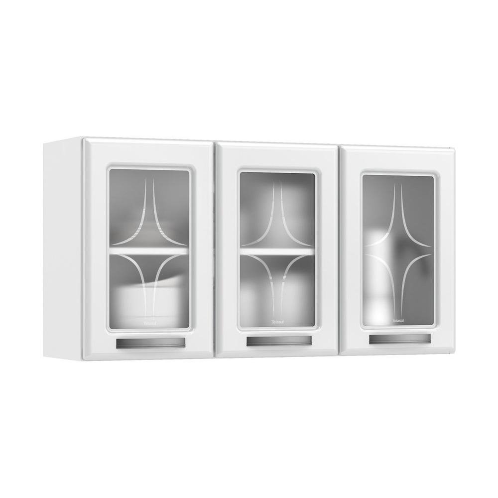 Armario de Cozinha de Aco Aereo 105cm Triplo Amanda Multimoveis CR6053 Branco
