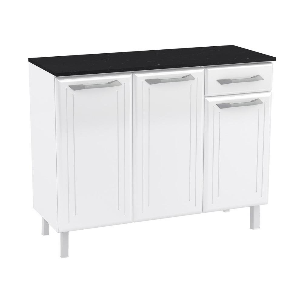 Balcao de Cozinha de Aco Triplo com Tampo Rose Multimoveis Smart CR6092 Branco