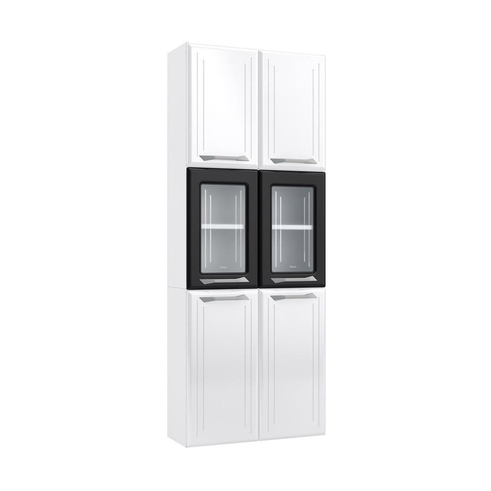 Paneleiro Duplo de Aco 70cm Rose Multimoveis Glass CR6100 Branco/Preto