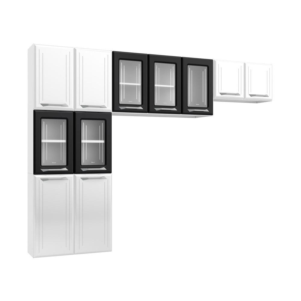 Armario de Cozinha de Aco Compacta 3 Pecas Rose Multimoveis CR6104 Branco/Preto