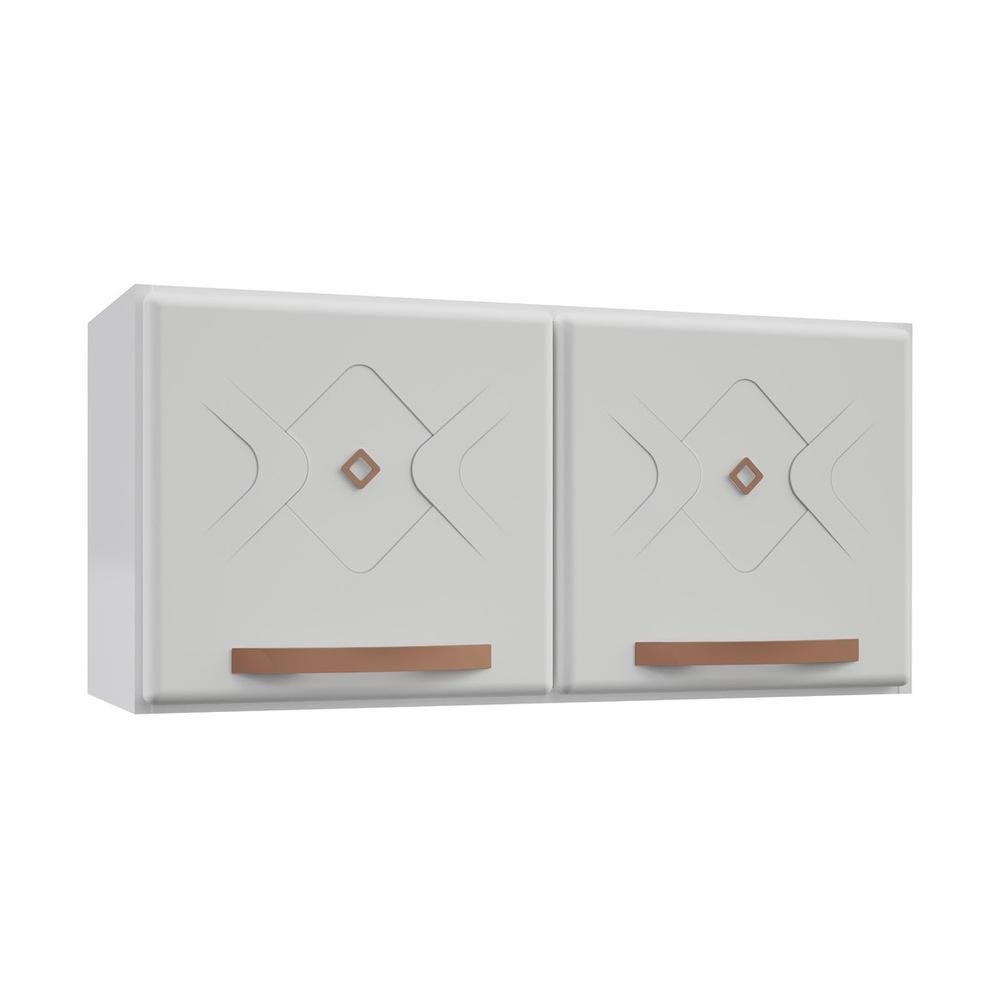 Armario de Cozinha de Aco Aereo Duplo 80cm Regina Multimoveis CR6121 Branco