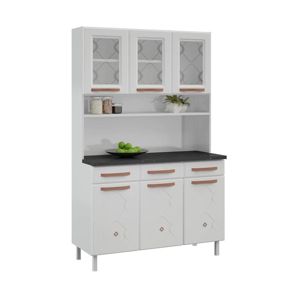 Armario de Cozinha de Aco Kit Triplo 120cm Regina Multimoveis CR6129 Branco