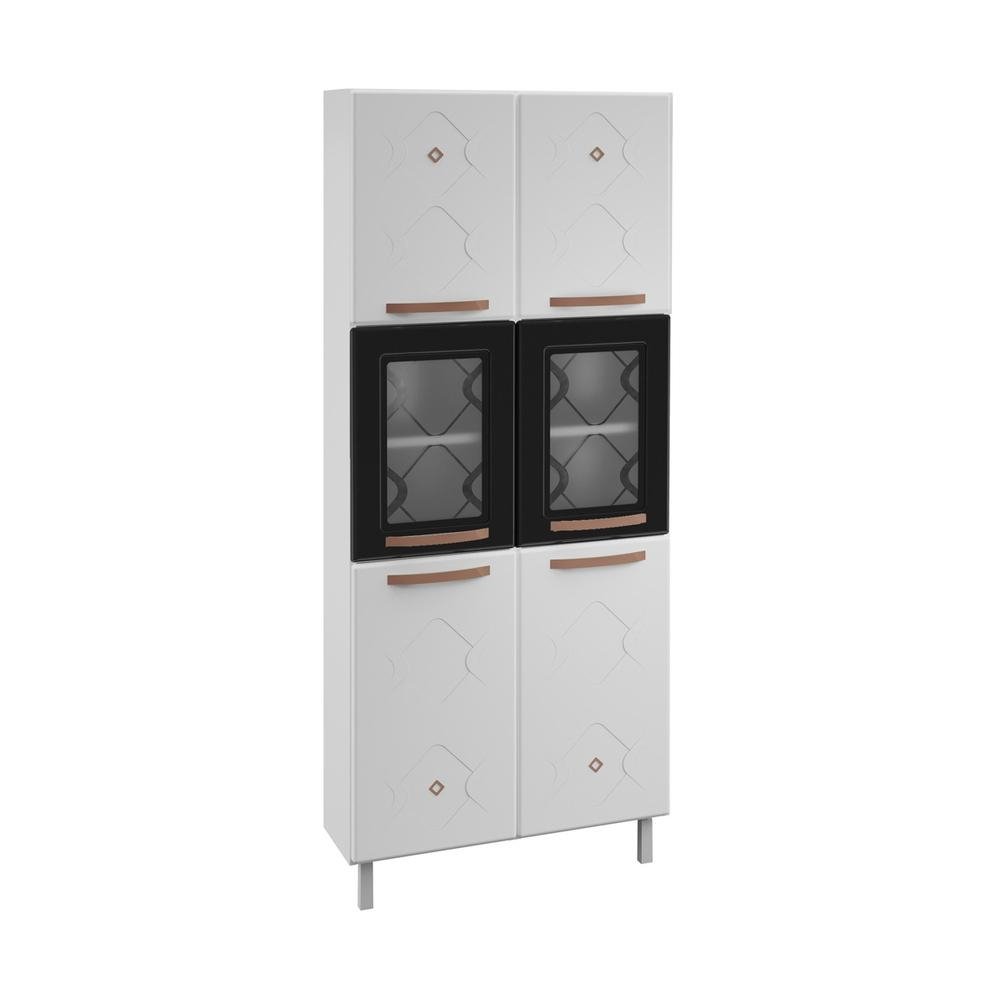 Paneleiro Duplo de Aco 80cm Regina Multimoveis Glass CR6133 Branco/Preto