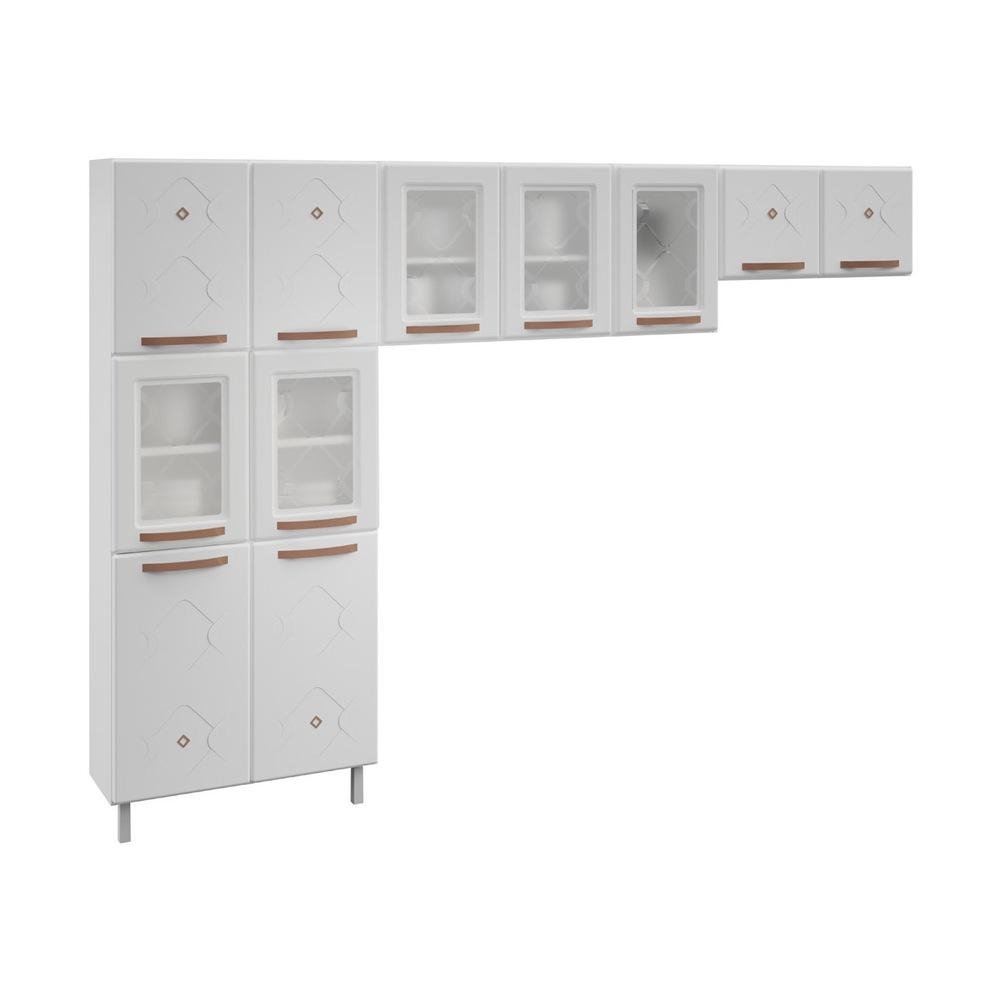 Armario de Armario de Cozinha de Aco Compacta 3 Pecas Regina Multimoveis Glass CR6136 Bran