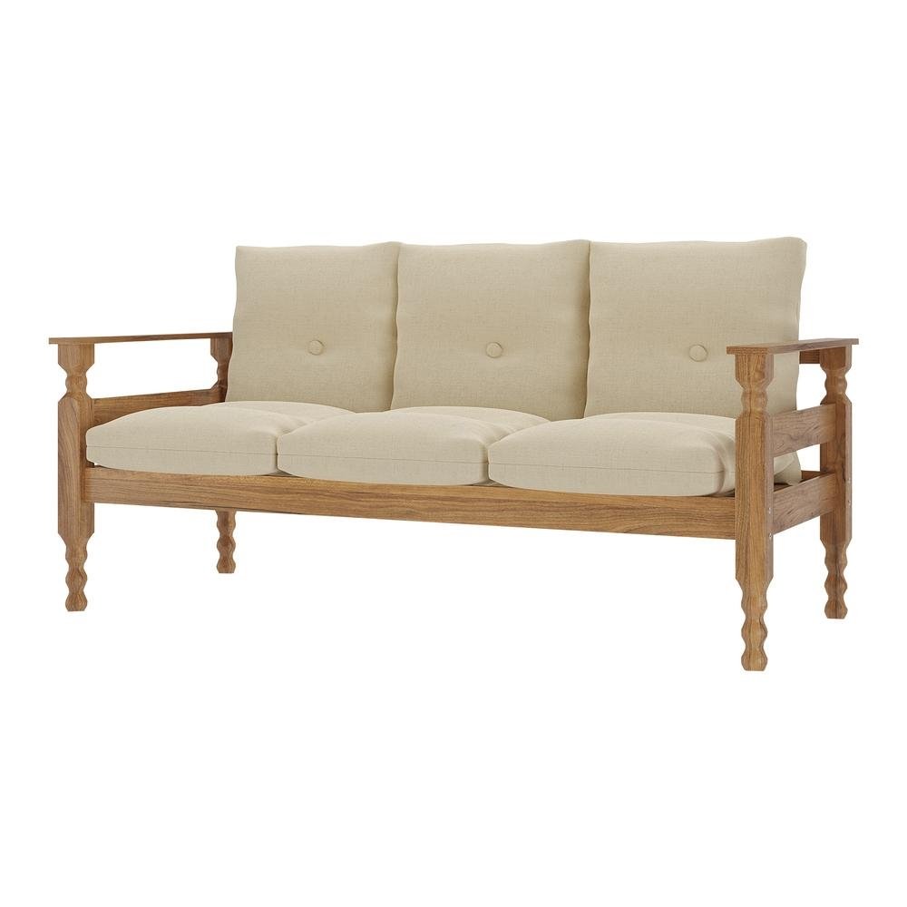 Sofa 3 Lugares Madeira Macica Liz Multimoveis CR7000.T62 Imbuia/Bege