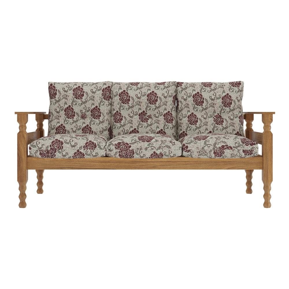 Sofa 3 Lugares Madeira Macica Liz Multimoveis CR7000.T65 Imbuia/Floral