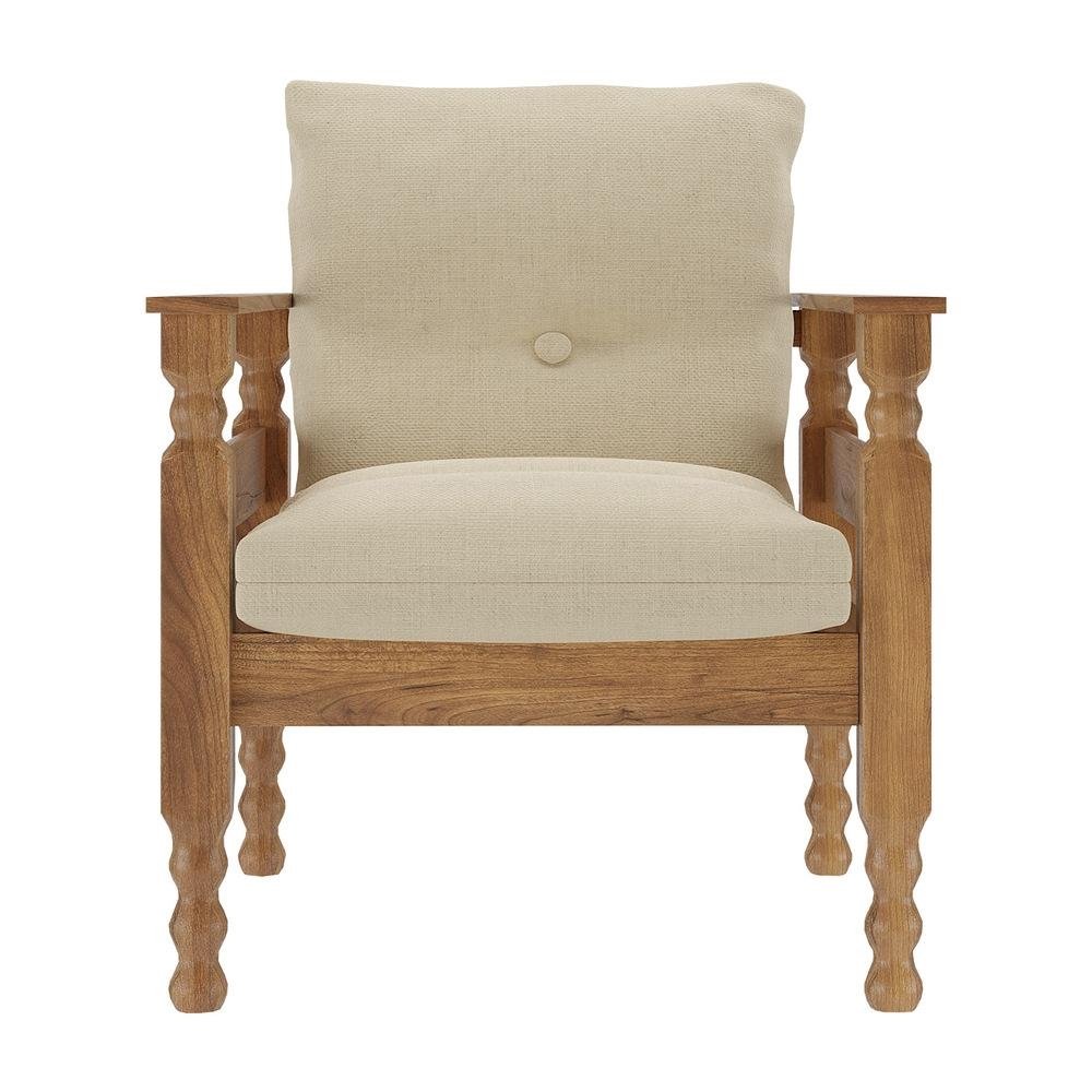 Poltrona Madeira Macica Liz Multimoveis CR7003.T62 Imbuia/Bege