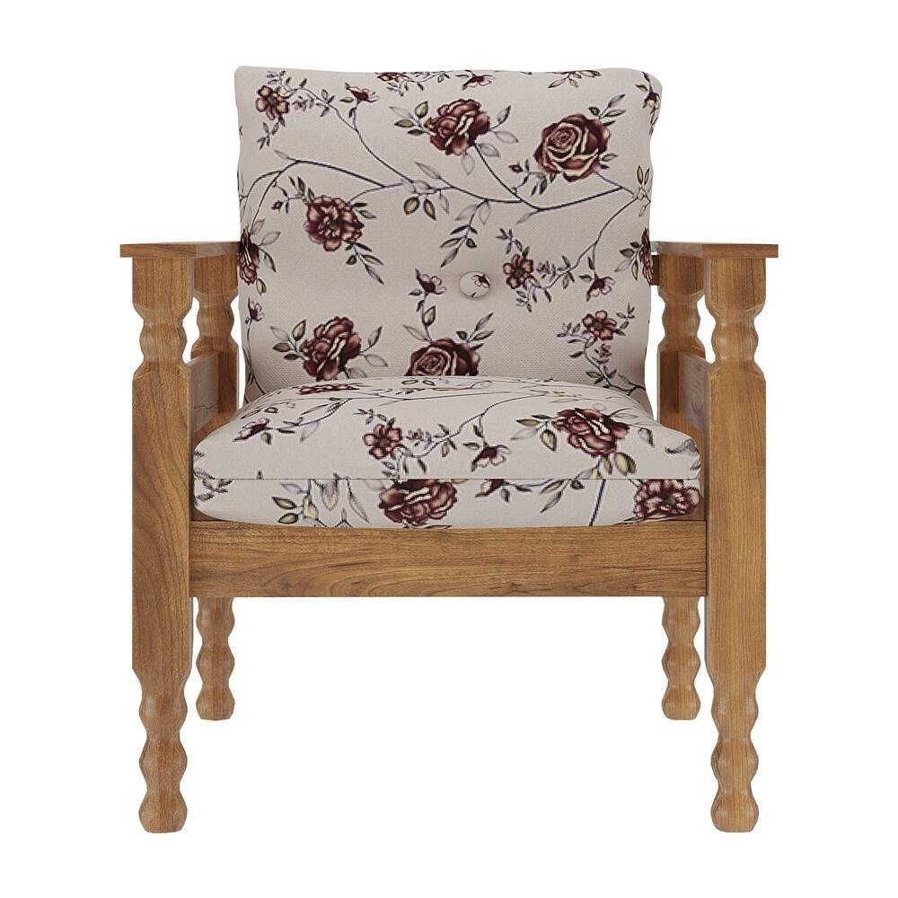 Poltrona Madeira Macica Liz Multimoveis CR7003.T67 Imbuia/Floral