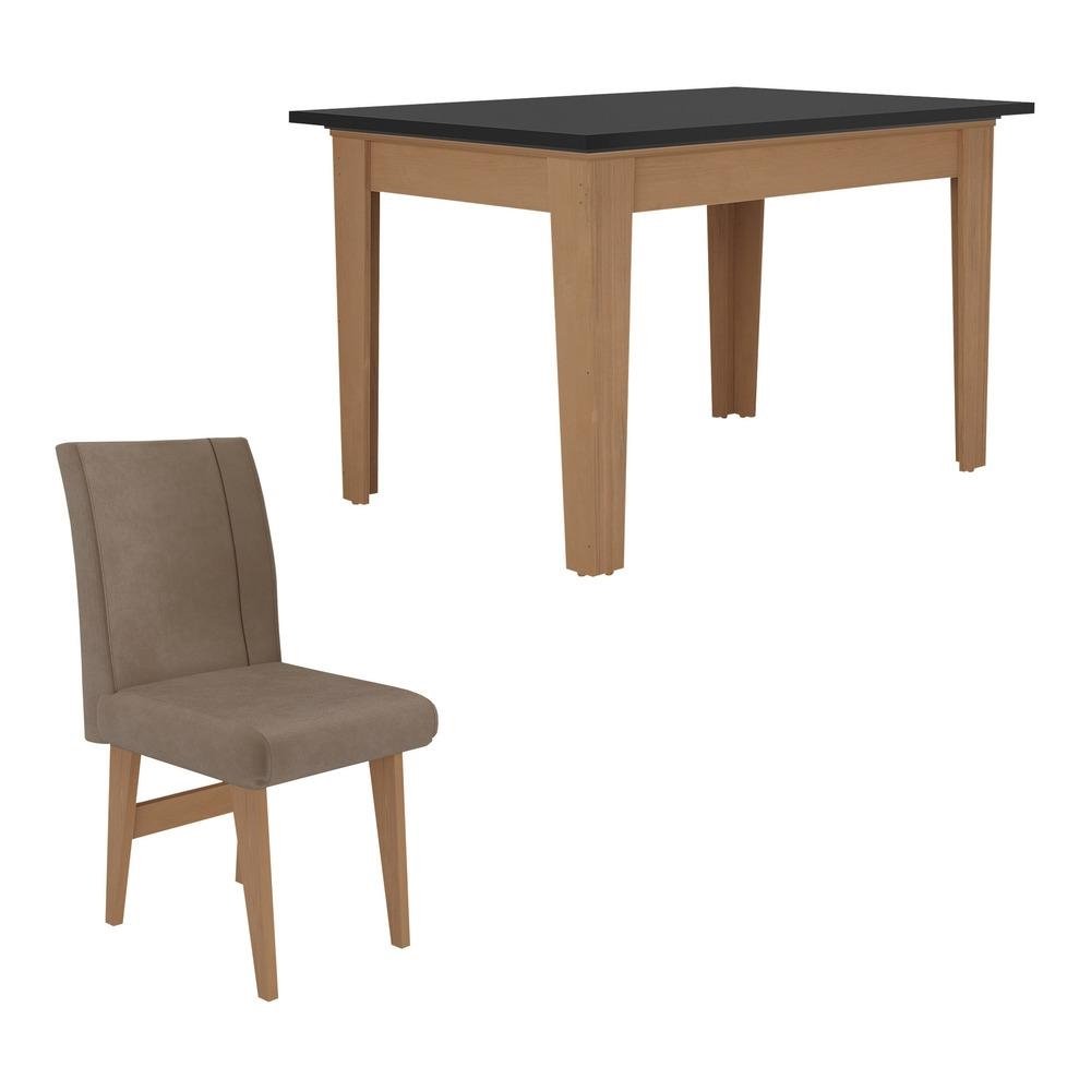 Conjunto Mesa de Jantar 120 cm com 4 Cadeiras Tokio Multimoveis EX1004 Madeirado/Preto/Cas