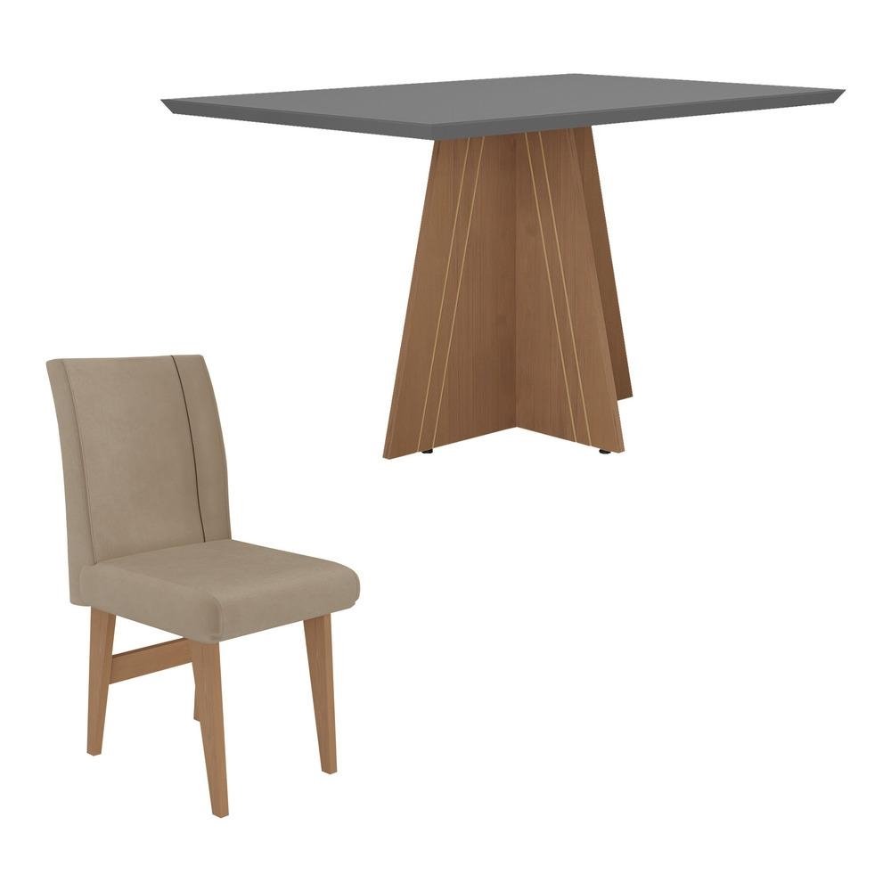 Conjunto Mesa de Jantar 136 cm com 4 cadeiras Denver Multimoveis EX1006 Madeirado/Grafite/