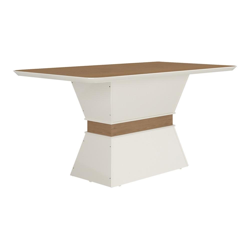 Mesa de Jantar 160 cm Oslo Multimoveis EX2003 Off White/Madeirada