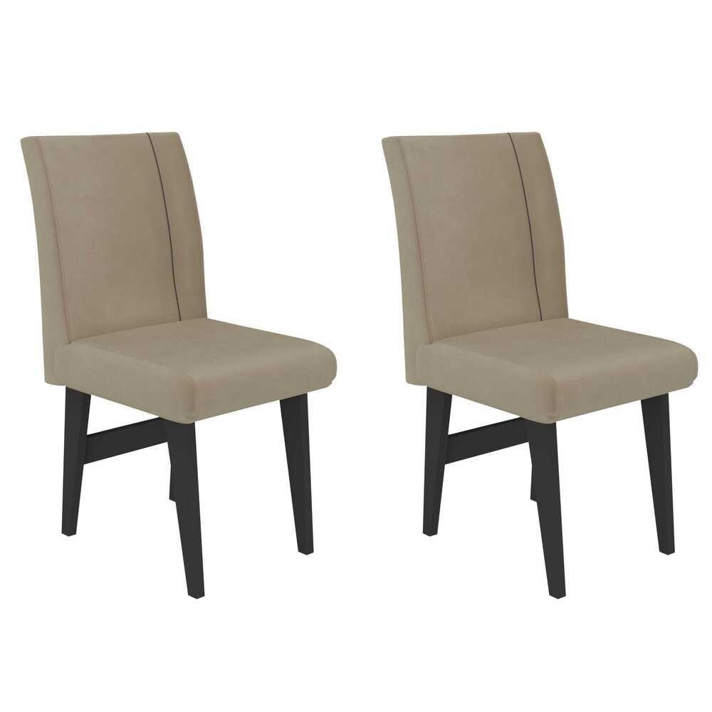 Conjunto 2 Cadeiras de Jantar Tokio Multimoveis Preto/Mascavo