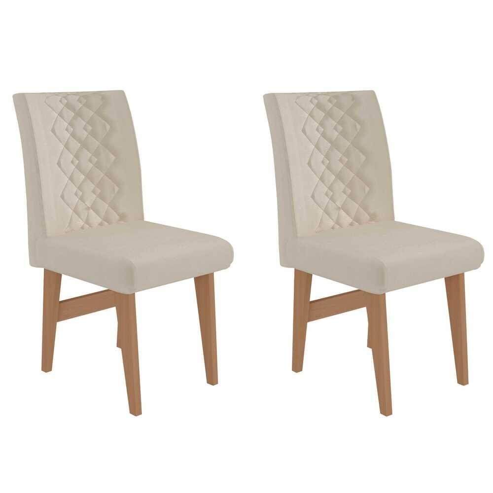 Conjunto 2 Cadeiras de Jantar Rio Multimoveis Madeirado/Bege