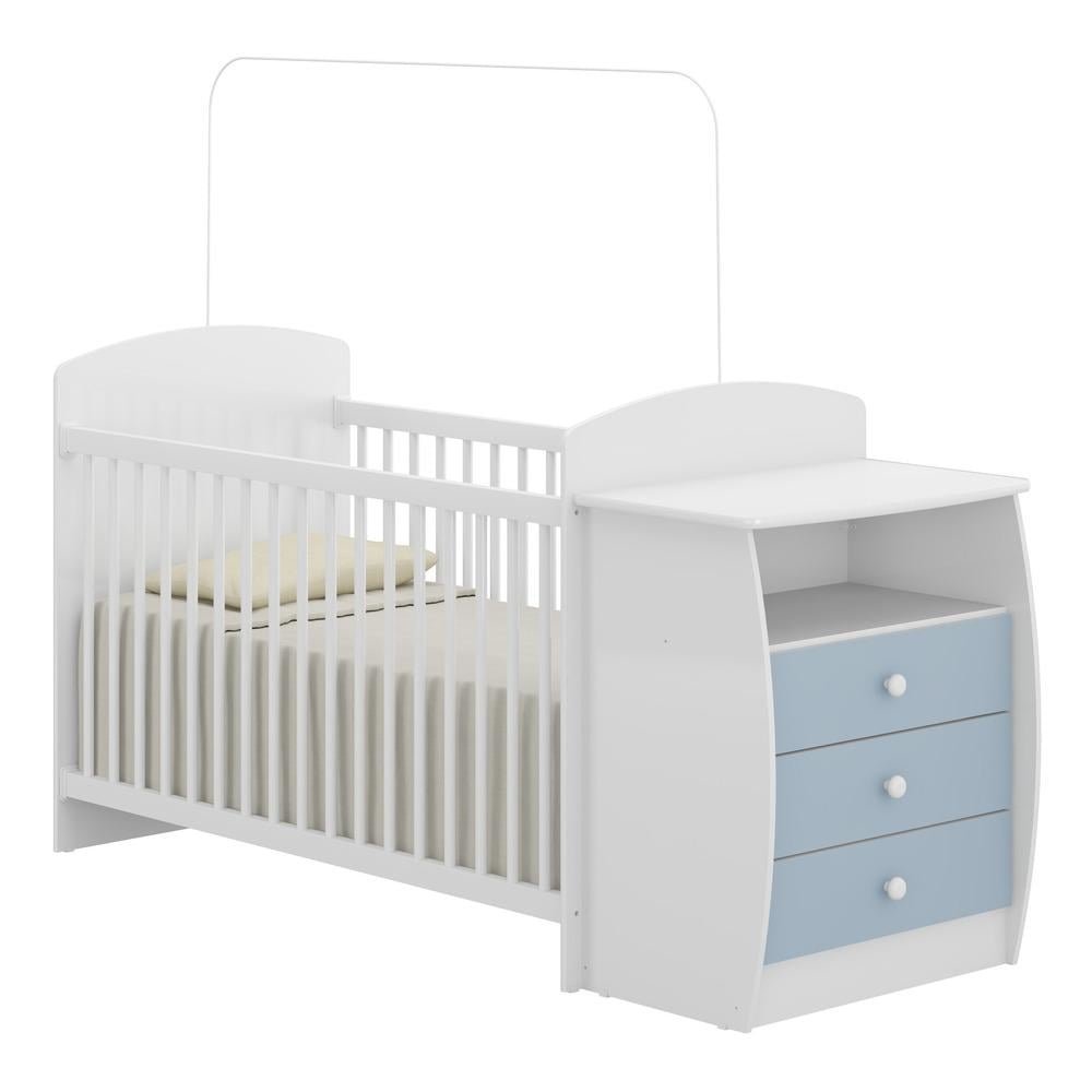 Berco Comoda para Colchao 60 x 130cm Rafael Multimoveis FG0516 Branco/Azul