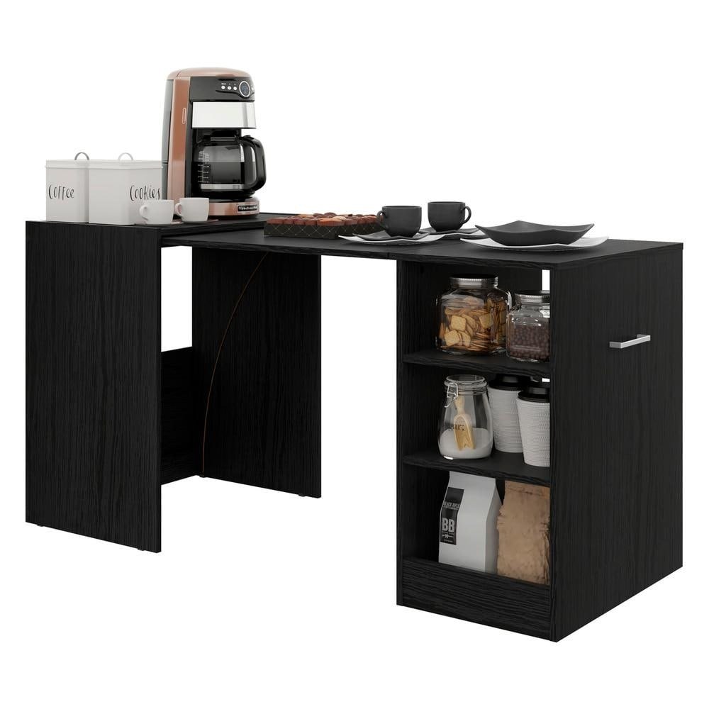 Aparador com Mesa Dobravel Multimoveis Cantinho do Cafe Ibiza FG1001 Preto