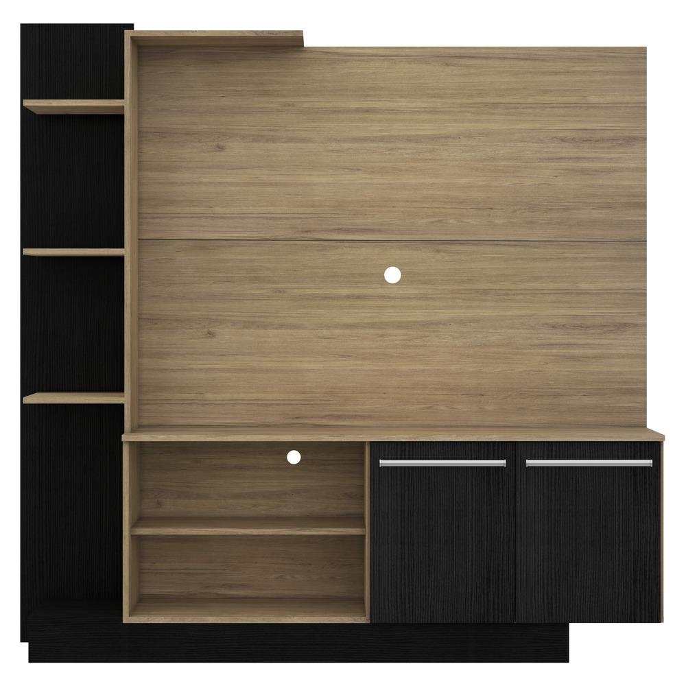 Estante para TV ate 55" Multimoveis Denver FG2473 Rustic/Preta