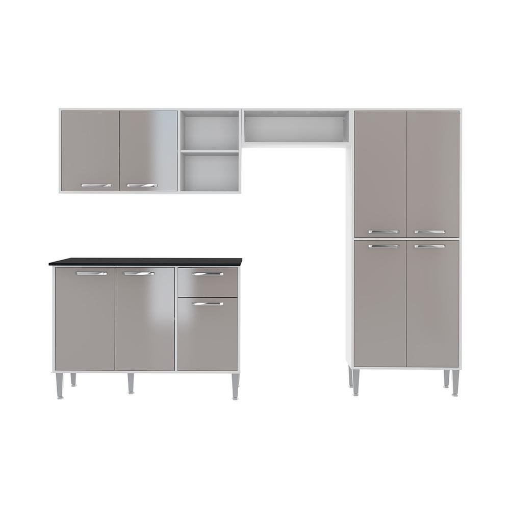 Armario de Cozinha Compacta Multimoveis Xangai Plus FG2840 Branca/Lacca Fume