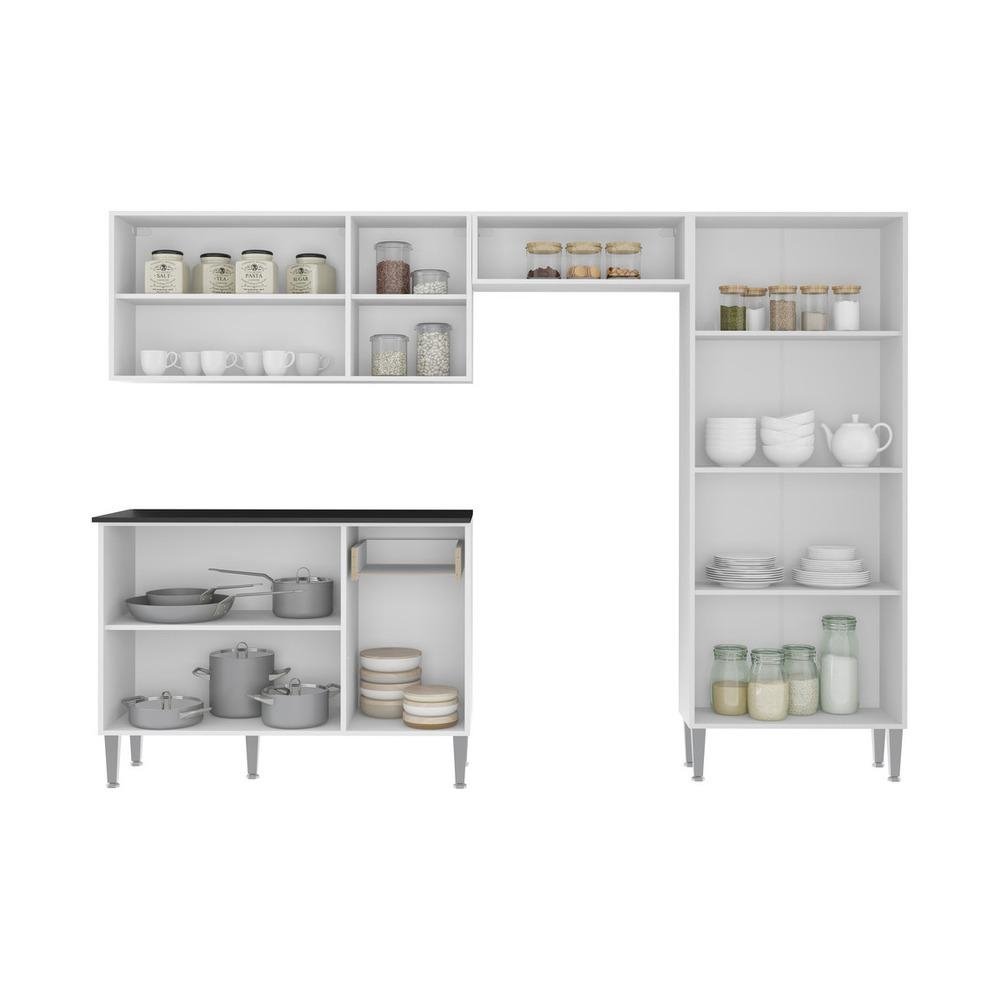 Armario de Cozinha Compacta Multimoveis Xangai Plus FG2840 Branca/Preta