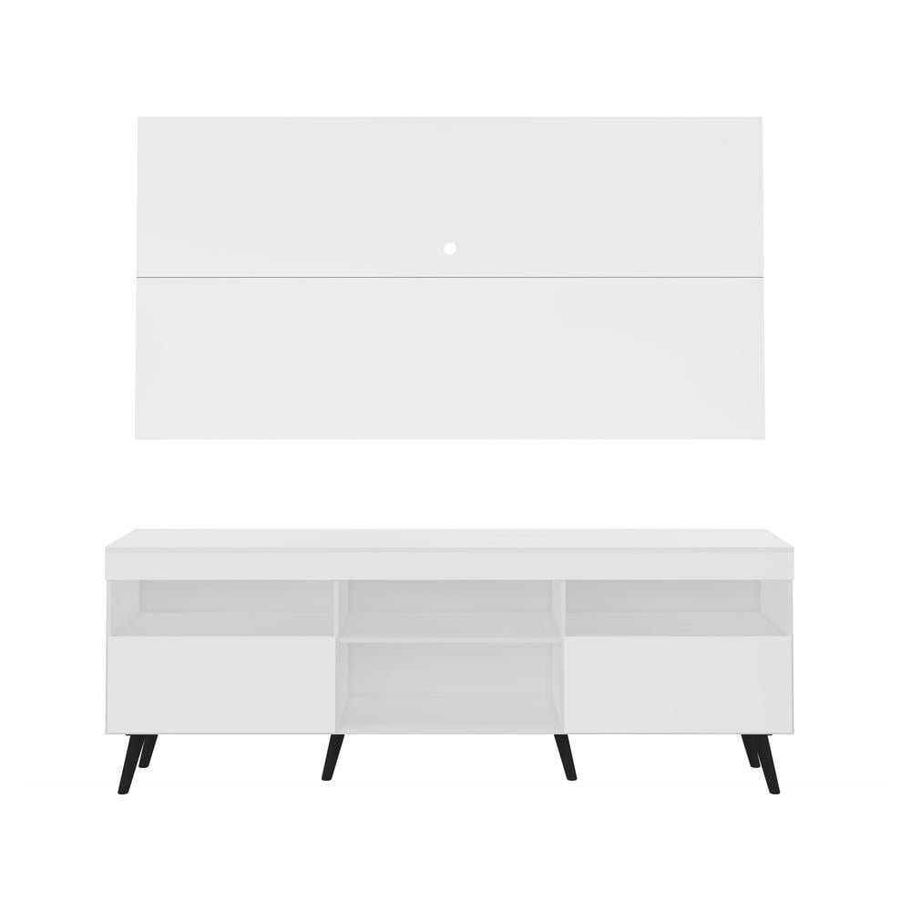 Rack Retro com Painel e Suporte para TV ate 65" Multimoveis Florida FG3134 Branco/Preto