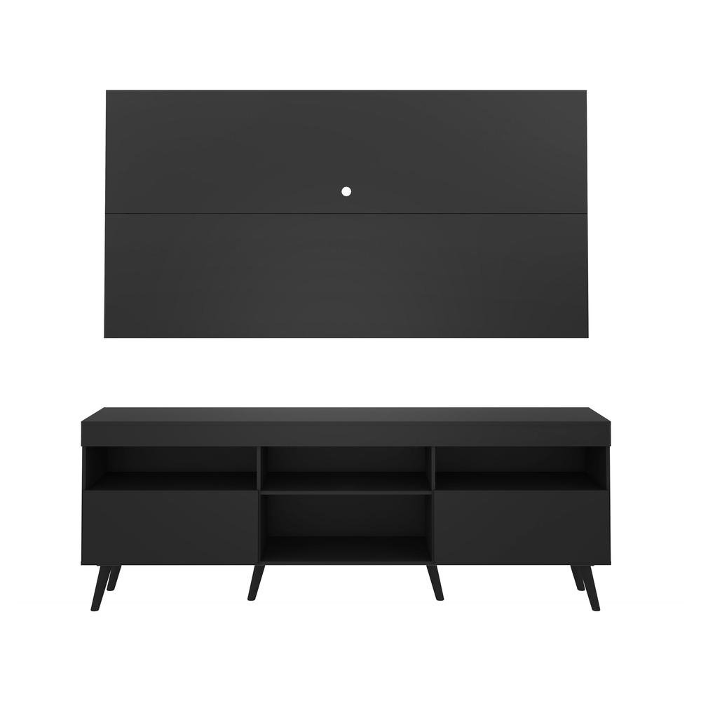 Rack Retro com Painel e Suporte para TV ate 65" Multimoveis Florida FG3134 Preto