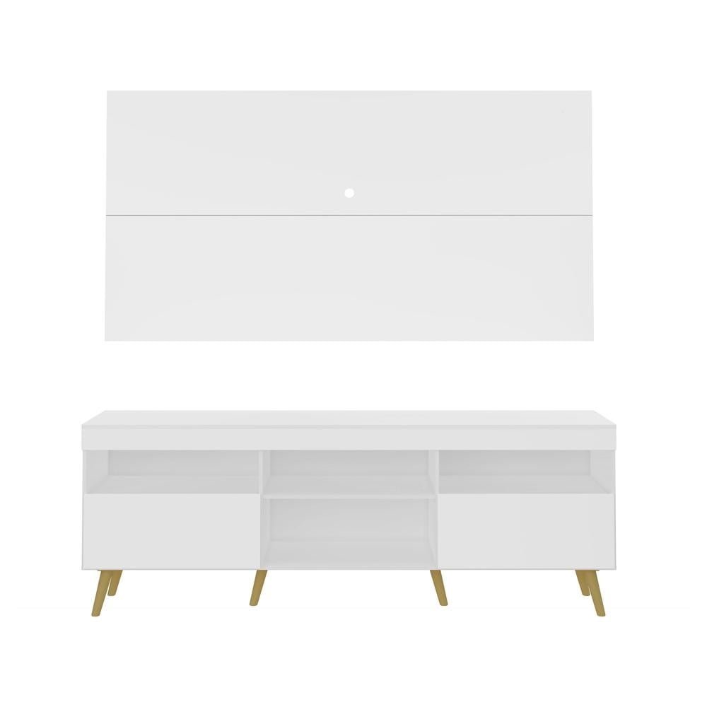 Rack Retro com Painel e Suporte para TV ate 65" Multimoveis Florida FG3134 Branco/Natural