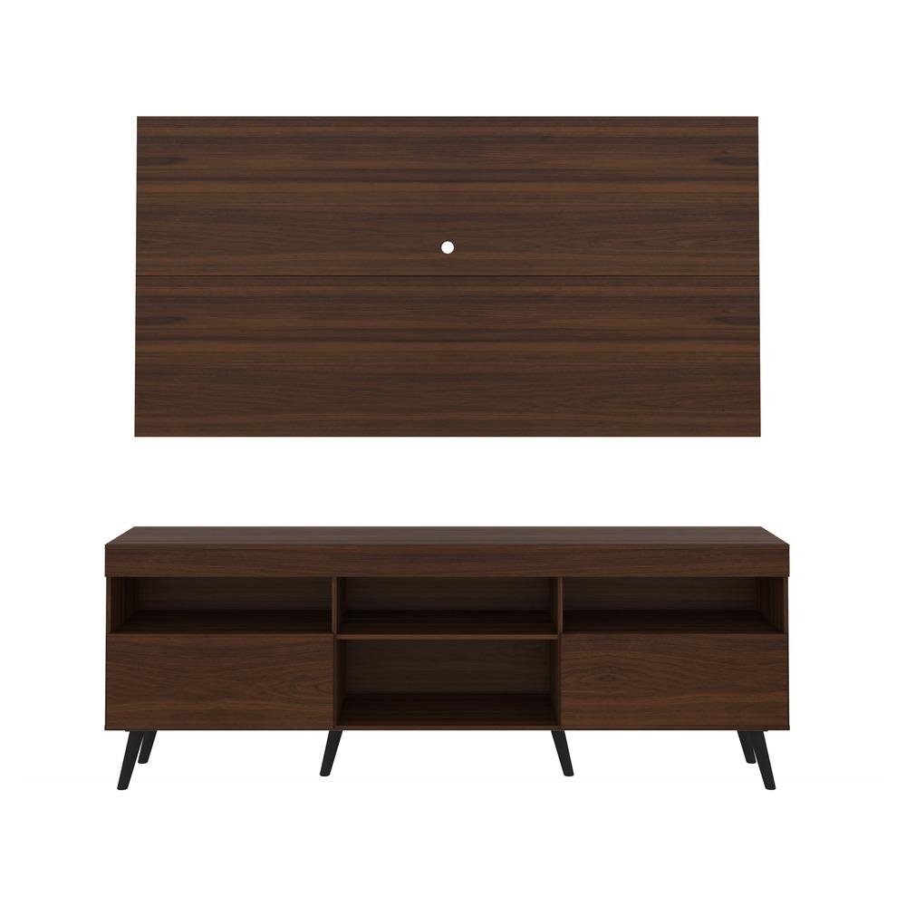 Rack Retro com Painel e Suporte para TV ate 65" Multimoveis Florida FG3134 Madeirado/Preto
