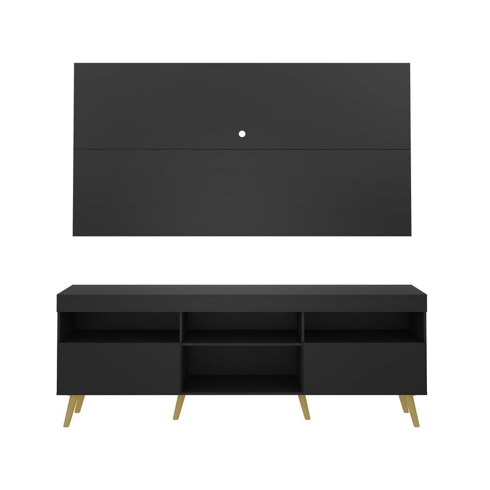 Rack Retro com Painel e Suporte para TV ate 65" Multimoveis Florida FG3134 Preto/Natural