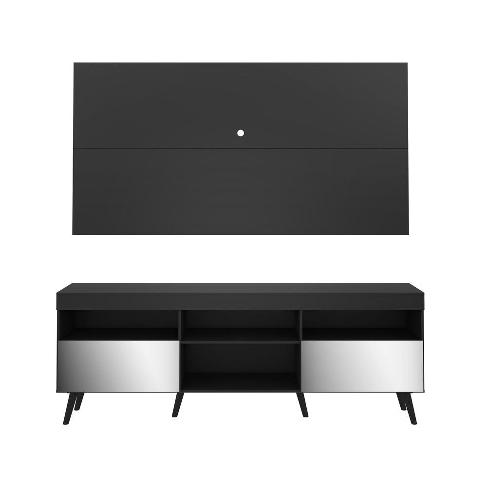 Rack com Painel Retro com Espelho para TV ate 65" Multimoveis Florida FG3138 Preto