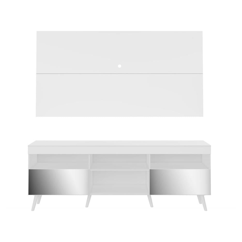 Rack com Painel Retro com Espelho para TV ate 65" Multimoveis Florida FG3138 Branco