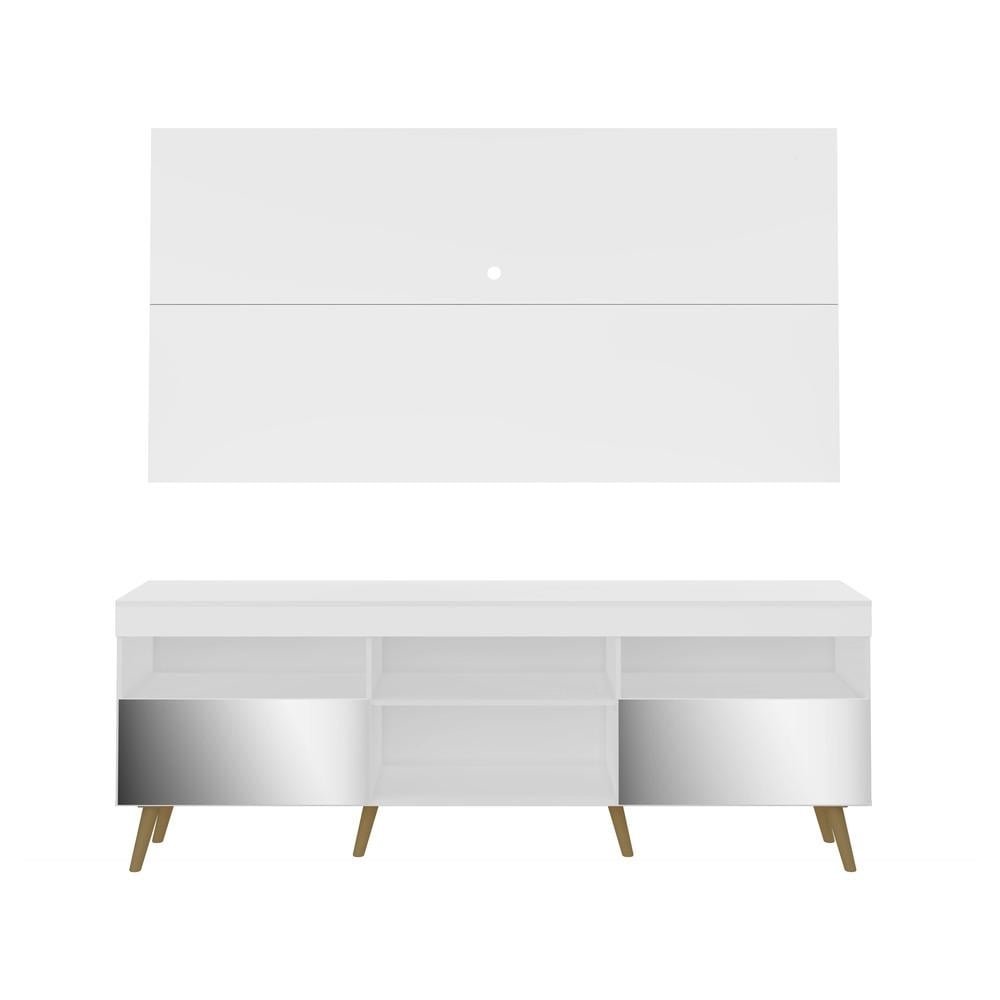 Rack Retro c/ Espelho e Painel com Suporte para TV ate 65" Multimoveis Florida FG3142 Bran