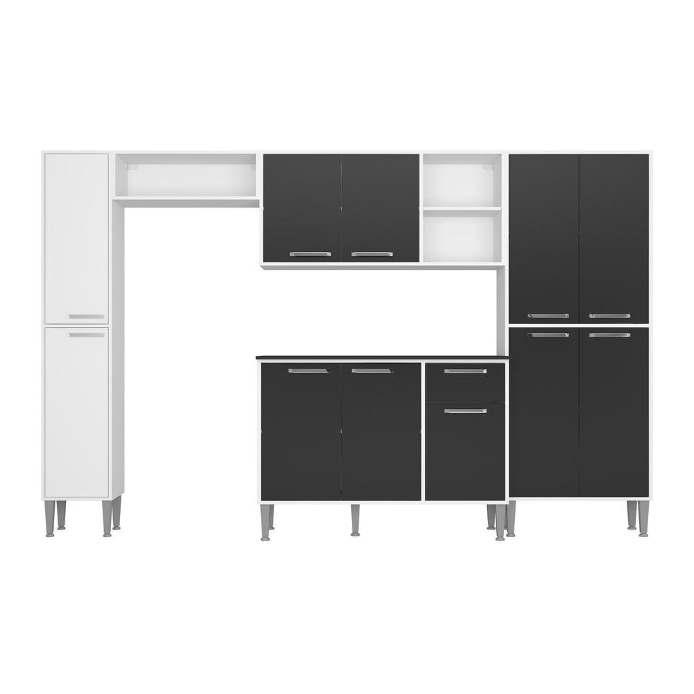 Armario de Cozinha Compacta Multimoveis Xangai Classic Branca/Preta