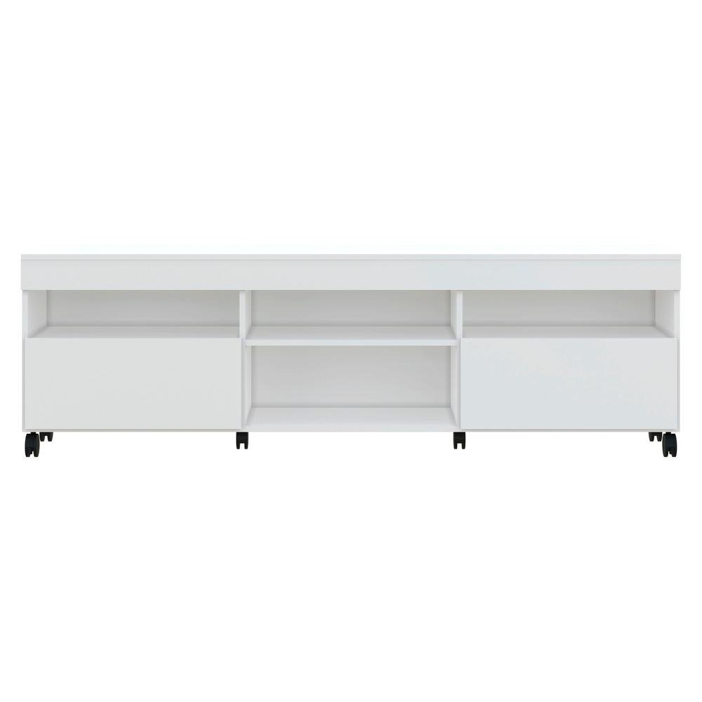 Rack com Rodizios para TV ate 65" Multimoveis Paris FG3325 com 2 Portas Branco