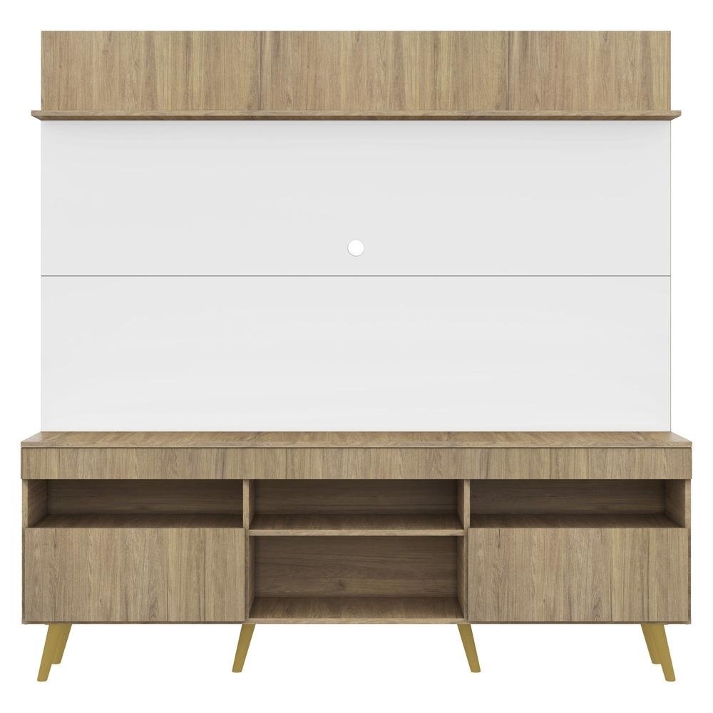 Rack Retro com Painel e Suporte para TV ate 65" Multimoveis Madri FG3374 Rustic/Branco