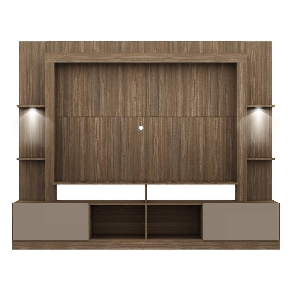 Estante com Leds e Suporte para TV ate 65" Multimoveis Berlim FG3384 Madeirada/Lacca Fume