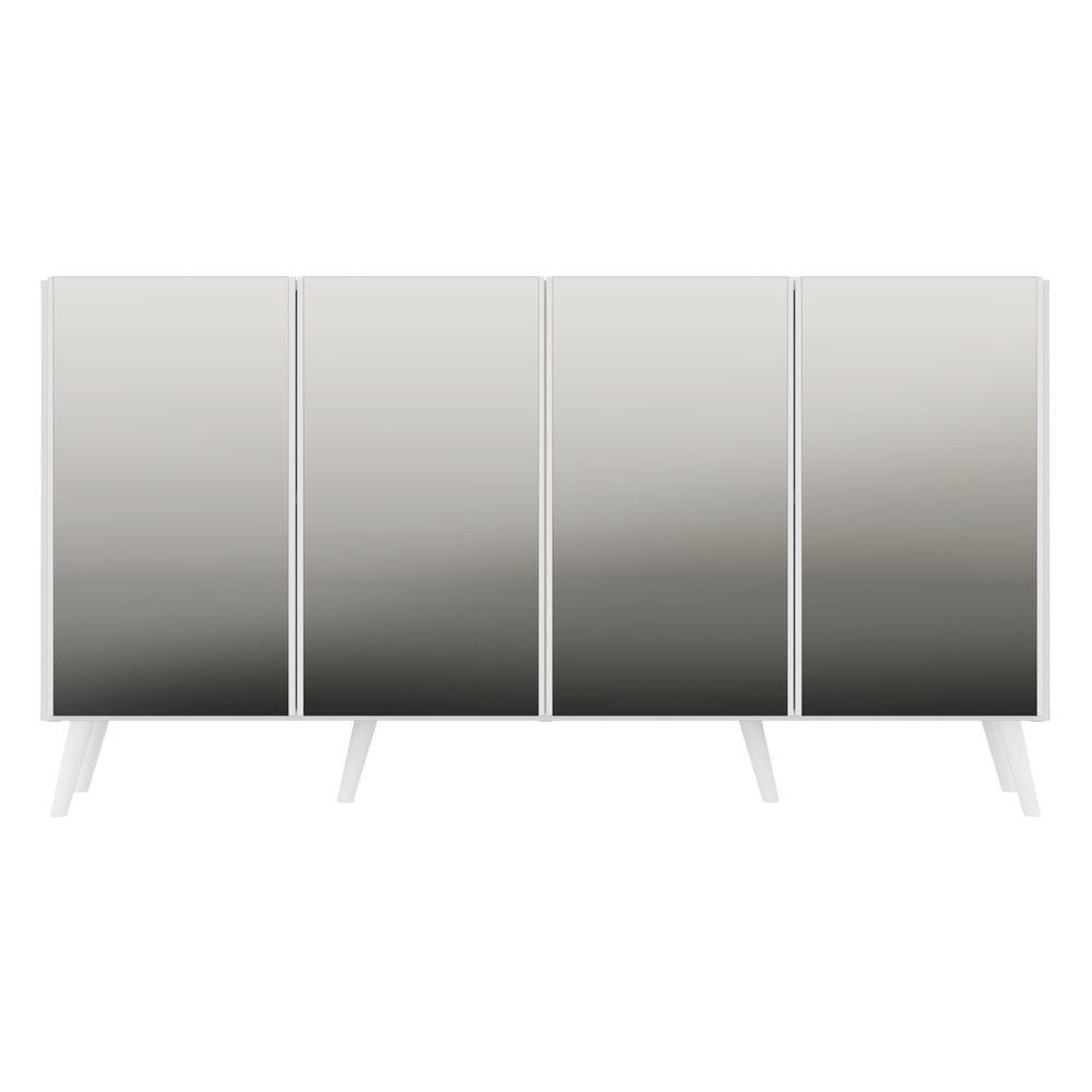 Aparador Buffet Retro com Espelho Multimoveis Veneza com 4 Portas FG3559 Branco