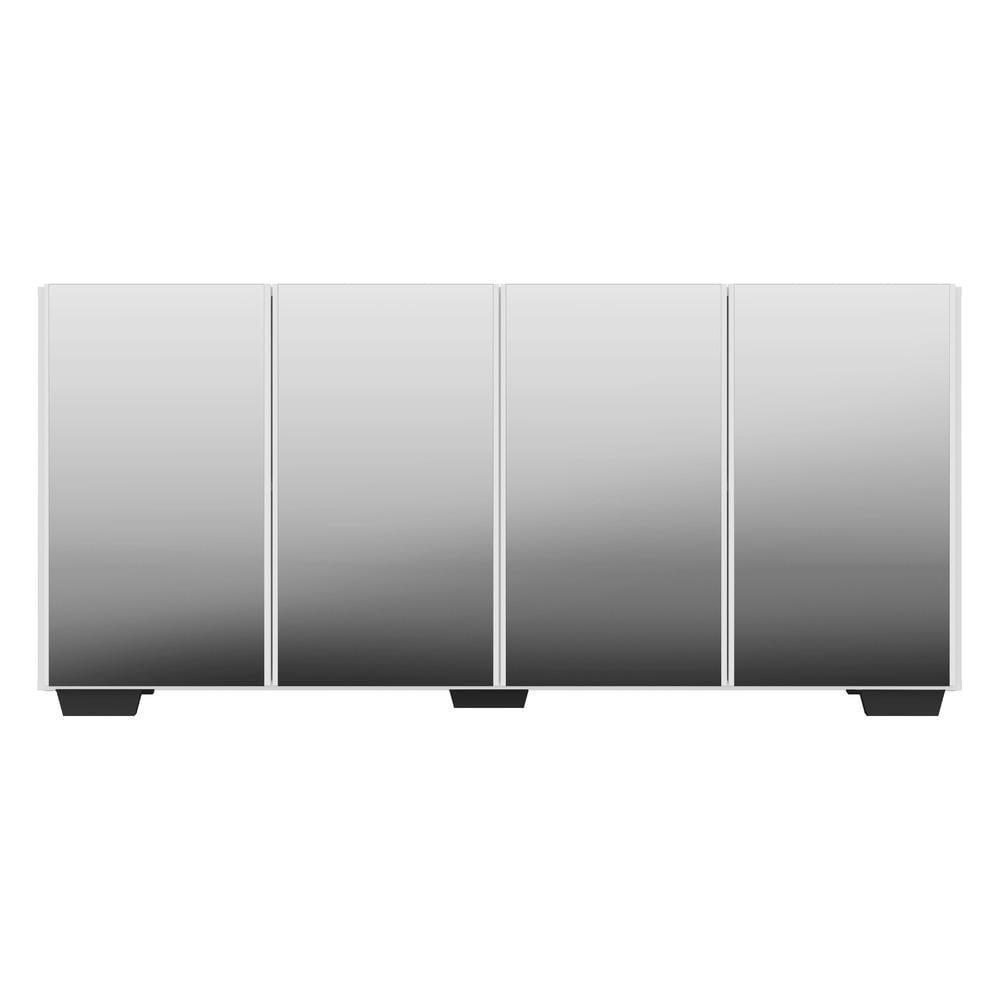 Aparador Buffet com Espelho Multimoveis Vegas com 4 Portas FG3560 Branco/Preto