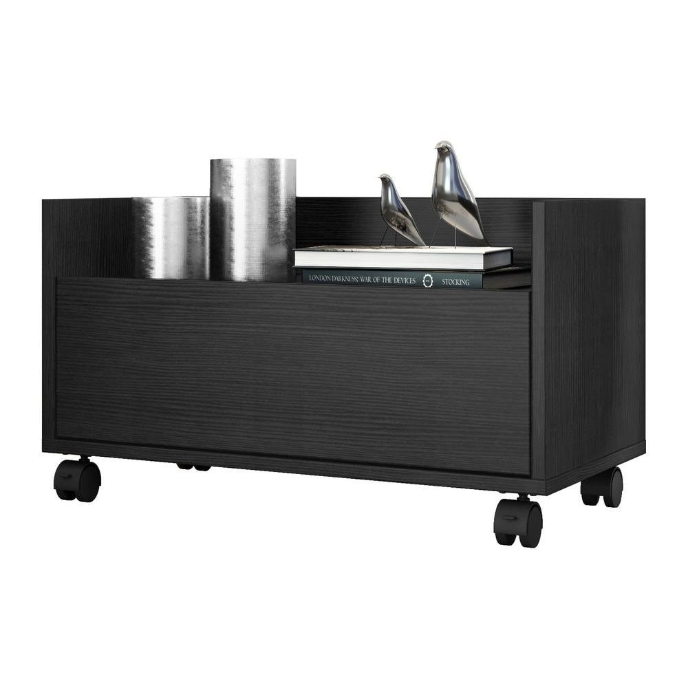 Mesa de Cabeceira 60 cm com Rodizios Multimoveis FG3629 Preta