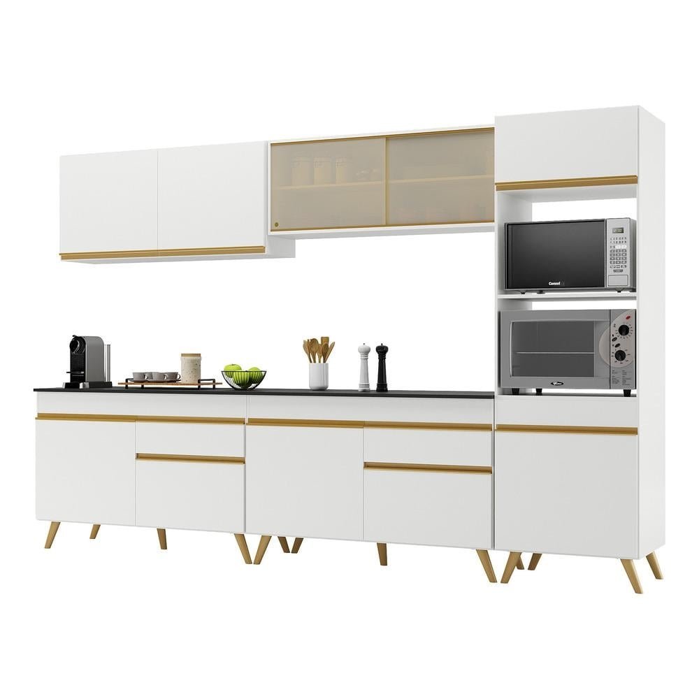 Cozinha Completa Multimoveis Veneza GW FG3689 com Armario e Balcao Branca