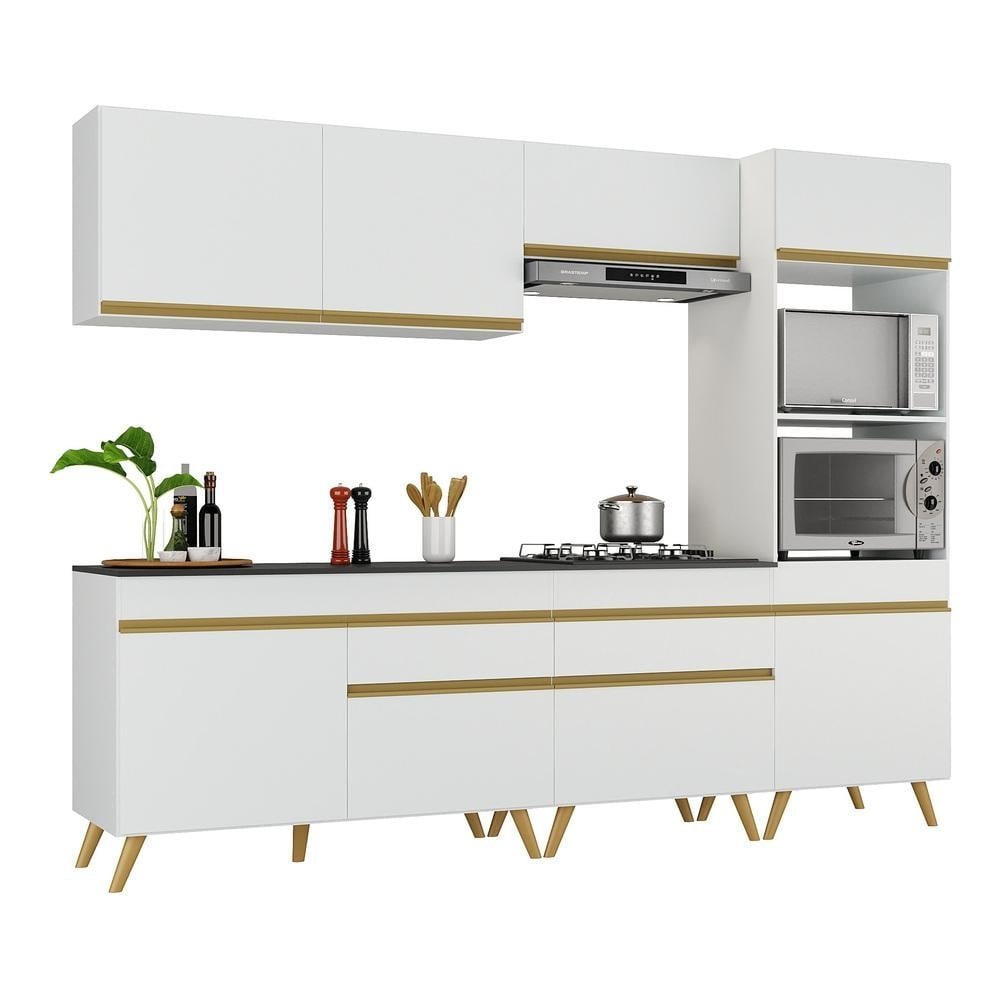 Cozinha Completa Multimoveis Veneza GW FG3713 com Armario e Balcao Branca