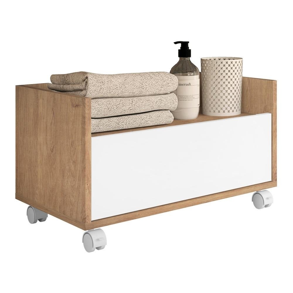 Gabinete de Banheiro com Rodízios Multimóveis 80 cm FG5002 Rustic/Branco