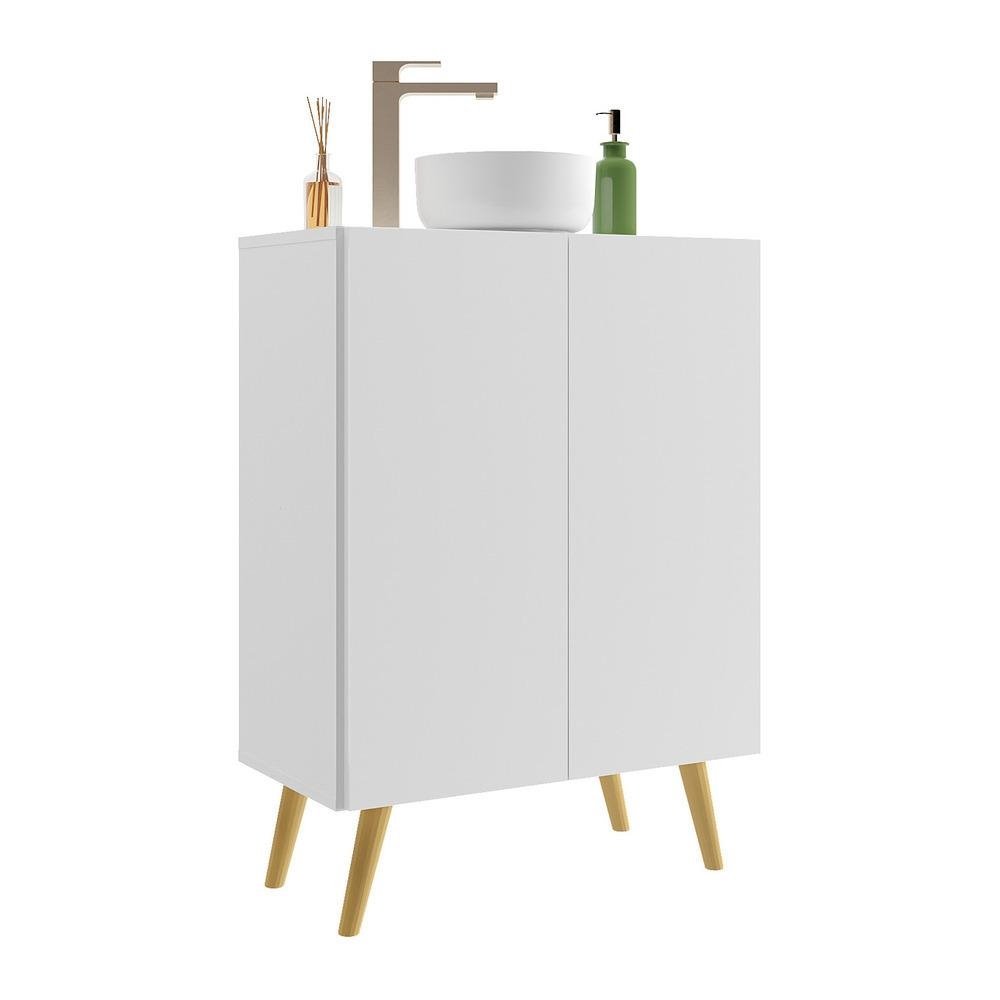 Gabinete de Banheiro Retro Multimoveis 63 cm com 2 Portas FG5006 Branco/Natural
