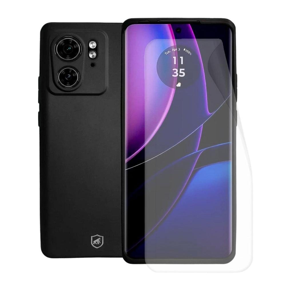 Kit Capa Silicon Veloz e Pelicula Hydrogel HD para Motorola Moto Edge 40 - Gshield