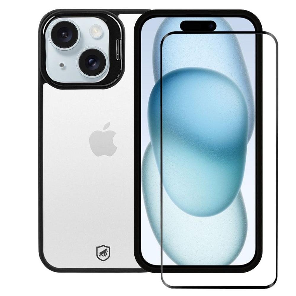Kit Capa case capinha Gravity Preta e Pelicula Ultra Safe para iPhone 15 - Gshield
