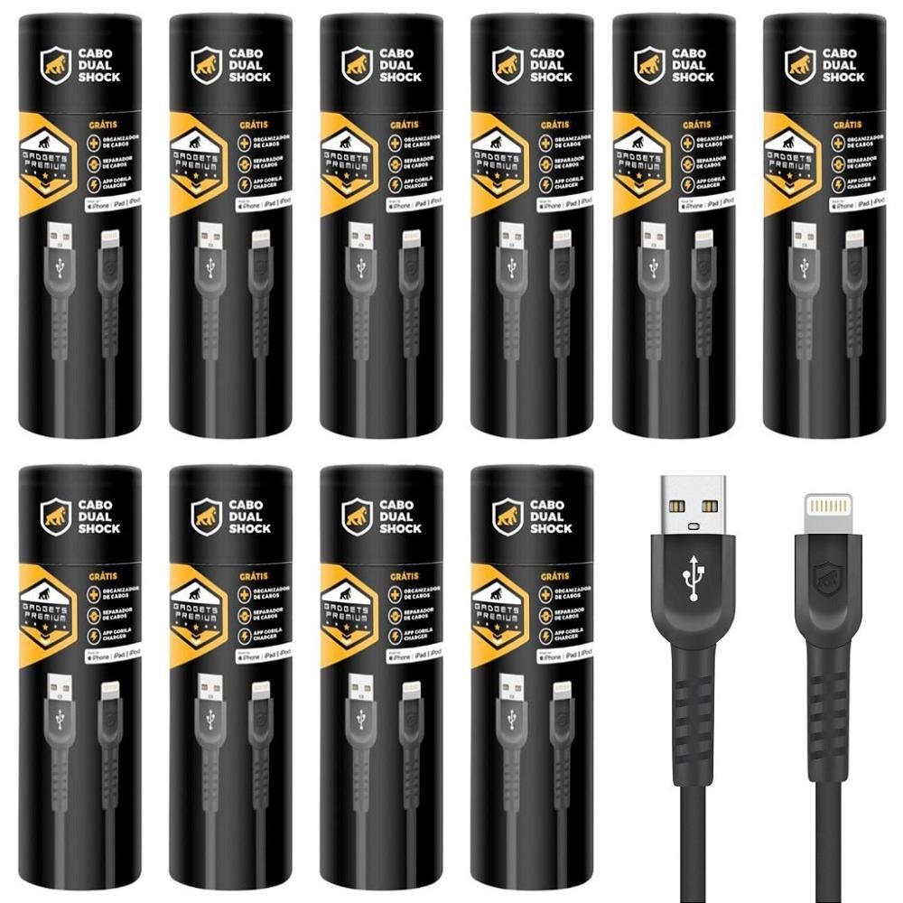 Cabo Dual Shock Lightning / USB A - Preto - 1,2m - no Atacado - Caixa Fechada 10 Unidades
