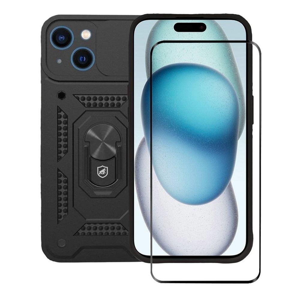 Kit Capa case capinha Dinamic Cam Protection e Pelicula Ultra Glass Preta para iPhone 15 P