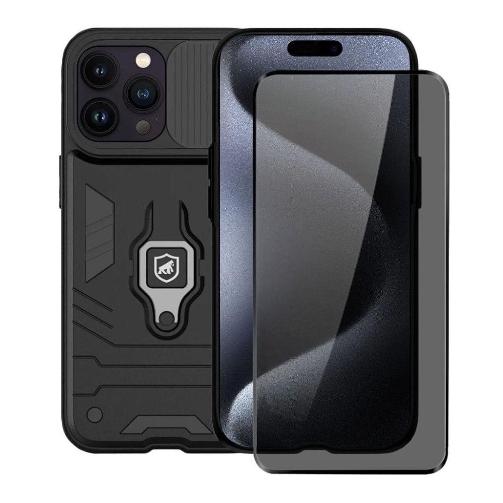 Kit Capa case capinha Defender e Pelicula Defender Pro Privacidade para iPhone 15 Pro - Gs