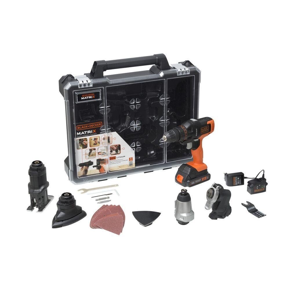 Jogo de Ferramentas Black & Decker Matrix 20V com 6 Cabeçotes Combinados Bivolt MTX20K6A-B